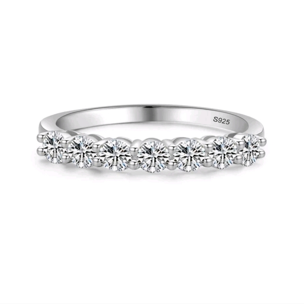Sterling Silver Ring With Simulated Diamonds - image 1